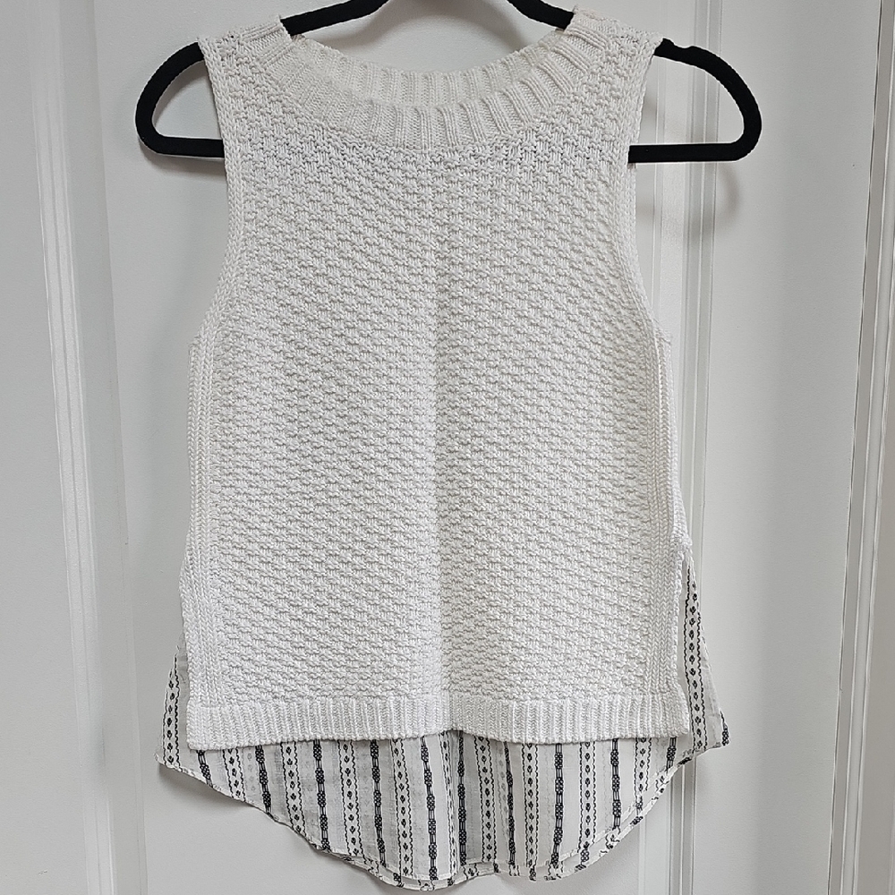 LOFT Cream Ribbed Asymmetrical Tank Top
